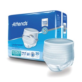 Attends Underwear, Disposable, Heavy Absorbency, Youth/Small, 80 Count