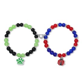 ANZWTLOYY Ladybug Cat Matching Bracelets for Couples Best Friends Couples Friendship Bracelets for 2 Women Men Bff Bracelets (Style 2)