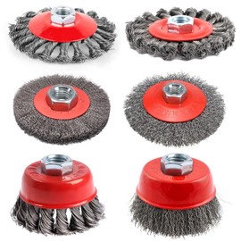 6 Piece Angle Grinder Wire Brush Set, M14 Steel Brush Cordless Screwdriver, 75/100 mm Wire Brush Flex, Cup Brush Drill, for Garden, Weeds and Moss