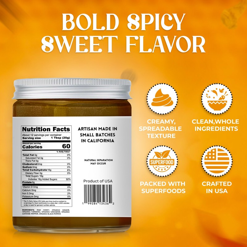 Ritta’s Whipped Fire Honey with Ginger, Turmeric, Cayenne & Cinnamon