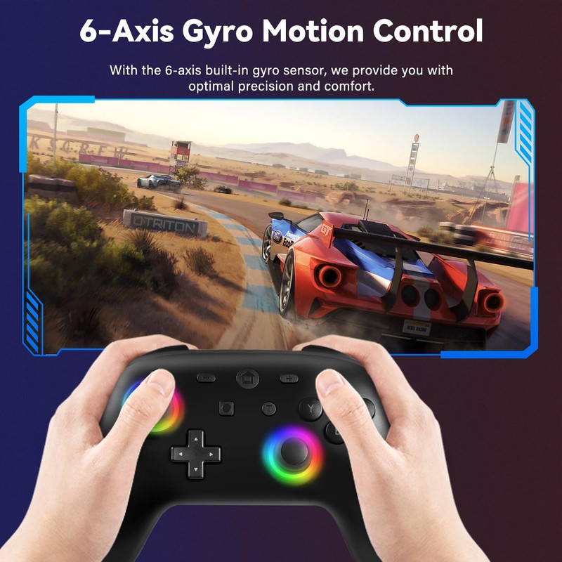 Lampelc Switch Controller for Switch/OLED/Lite, Switch Pro Controller, 9 LEDs