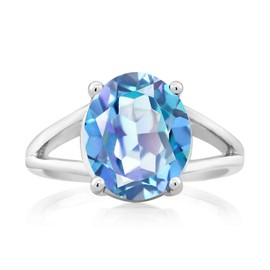 Gem Stone King 3.00-7.00 Cttw Gemstone Birthstone Solitaire Ring | 925 Sterling Silver | Oval 12X10MM | Wedding Engagement Anniversary Promise Ring For Women | Available In Size 5,6,7,8,9