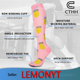 CTHH 7 Pairs Graduated Copper Compression Socks Women & Men Circulation 20-30 mmHg-Best for Running,Nurse,Travel,Cycling