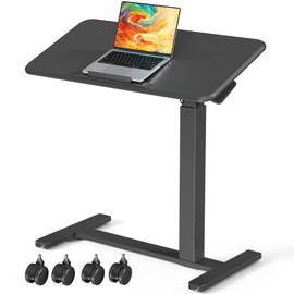 JYLH JOYSEEKER Mobile Standing Desk, Height Adjustable Left/Right Overbed Bedside Table, 90° Tiltable Portable Laptop Desk with Wheels, Foldable Computer Cart for Hospital Home Use, Black