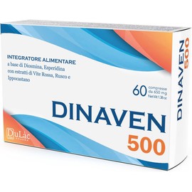 UK Best-Seller: Dulàc - Diosmin, Microcirculation, Dinaven 500, 60 Tablets, Supplement for Hemorrhoids Treatment, Leg Circulation, Piles Treatment with Diosmin, Hesperidin, Red Vine, Butcher's Broom, Horse Chestnut, Made in Italy