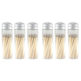 River Birch Matches in Jar with Striker - Decorative Home Matches with Glass Match Holder - Wooden Match Sticks - Set of 6 Jars with Safety Matches - Gray Tip, 2 Inches, 120 Matches