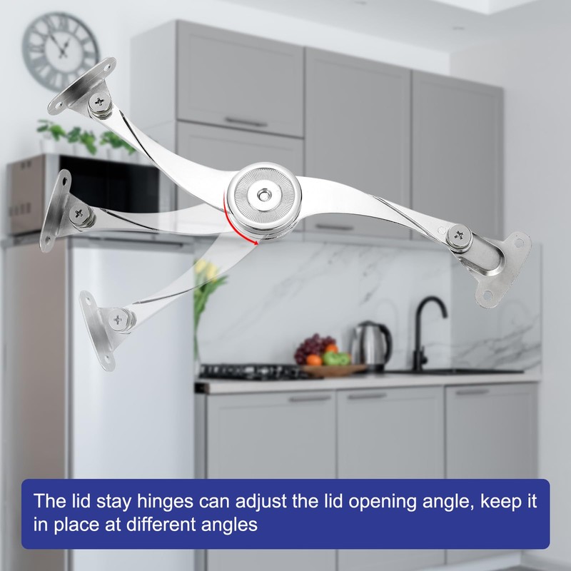 sourcing map 4 Pcs Lid Support Hinge, Zinc Alloy Folding