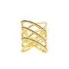 Jankuo Triple Criss Cross Twisted Rope Wide Statement Ring, gold