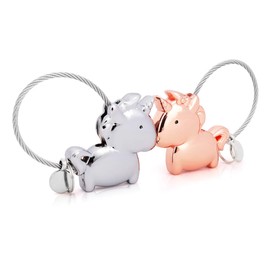 [NaTuo] Pair Keychains, Couples, Keychains, Matching Cute Keyring, Keys, Animal, Magnetic Kiss, Name, Pendant, Necklace, Memorial, Boyfriend, Gift for Her (Unicorn), Silver + Rose Golden (Unicorn)