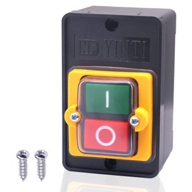 Taiss Machine Switch AC220 V / 380 V 10 A Machine Push Button Switch Safety Switch with Waterproof for Textile Machine Grinder KAO-10KH Pack of 2