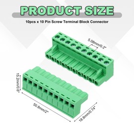 sourcing map 10PCS 10-Pin PCB Mount Screw Terminal Block Connectors 5.08mm/0.2inch Pitch Circuit Board Connectors for Home Appliances, Industrial Projects