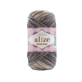 500g Strickwolle Ilkadim Export Cotton gold mit Farbverlauf mehrfarbig, 5 x 100 Gramm Strickgarn 55% Baumwolle (grau beige 5742)