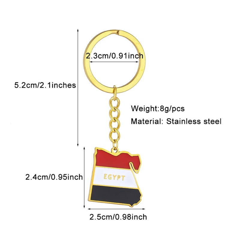 ROYALEAD Unique Egypt Map Flag Keyring Keychain Personality Stainless Steel