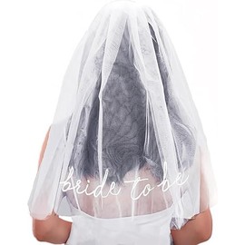 Bachelorette Bride To Be Embroidered Veil | BachParty Accessory, Bride To Be Headband Decorations, White Headpiece Bridal Shower Gift, Engagement Supplies, Wedding, Bridesmaid Favors