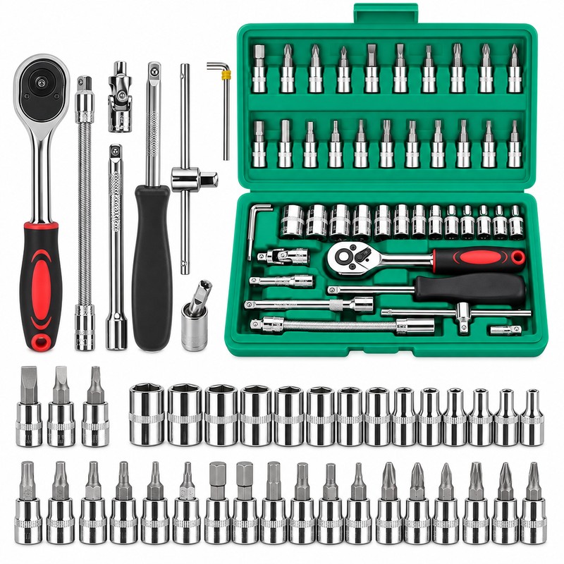 46-Piece 1/4 Inch Drive Socket Set – Metric Ratchet Wrench