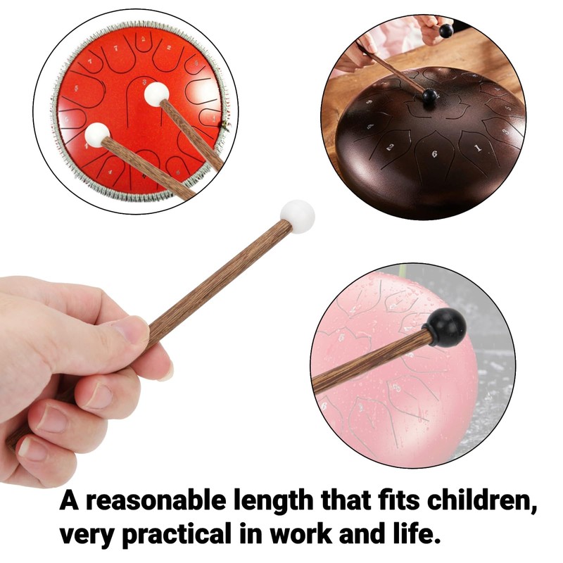 CYTGOUPER 4PCS Steel Tongue Drum Mallet, Child Rubber Mallet,6.5in Rubber