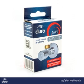 Duro Twist Angle Valve, 1/2 to 1/2 Inch Angle Regulating Valve for Cold and Hot Water Pipes, Chrome-Plated, Valve with O-Ring, for Installation in Water Supply Systems