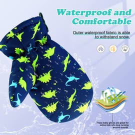 BAVST Baby Winter Waterproof Gloves Toddler Boys Girls Ski Snow Mittens Kids Fleeced Lined Warm Gloves