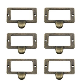 TAODAN 6PCS Alloy Label Frame Handle Bronze Business Card Handle Antique Four Square Frame Handle for File Drawer Bookcase Cabinet Packaging Box Carpenter Repair Decorative Hardware Accessories