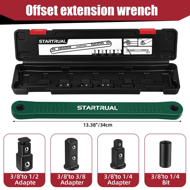 3/8 inch Offset Extension Wrench, Impact Ready Socket Wrench Universal