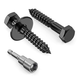Valorada 12Pcs M8 x 50mm Coach Screws, Heavy Duty Lag Bolts 304 Stainless Steel, 50mm Wood Screws, Hex Head Partial Thread Black Oxide, with Washers and Hex Socket Drill Bit