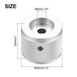 sourcing map 2PCS Guitar Knobs Metal, Volume Tone Control Dome Knobs 6mm x 30mm Potentiometer Knobs with Set Screw for Electric Guitar Bass, Silver
