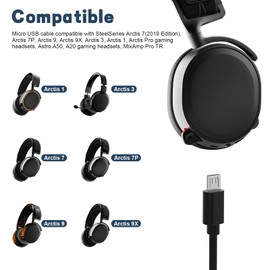 Zosvoses Micro USB Charging Cable Compatible with SteelSeries Arctis 7, Arctis 7P, Arctis 7X, Arctis 9, Arctis 9X, Arctis 3, Arctis 1, Arctis Pro Gaming Headsets, 6.6ft