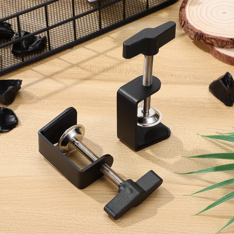 TEHAUX 2pcs Aluminum C Clamp, Black Heavy Duty C-Clamp Base