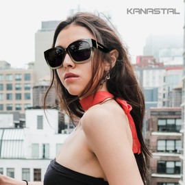 KANASTAL Polarized Fit Over Sunglasses with UV400 Protection Over Glasses Sun Glasses Oversized Fashion Wrap Around Shades Women Men Black and Gradient Green/Grey