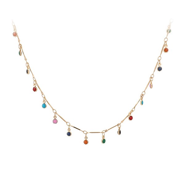 EXINOX Gold Bohemian Necklace with Colourful Chokers: Women:, Gold