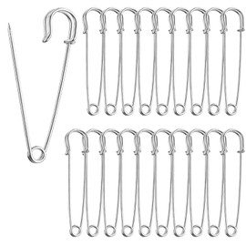 20 Pieces Heavy-Duty Safety Pins, 50mm Large Silver Blanket Pins, Bulk Pack for Clothing, Extra Large Nappy Pinss with Strong Lock, Perfect for Crafts, Jewelry Making, and DIY Projects