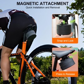 JINKEY Magnetic Bike Saddle Bag For Road Bike Cycling, Fast and Easy Attachment Cycling Seat Pack Waterproof Bicycle Under Seat Pouch Storage Bag