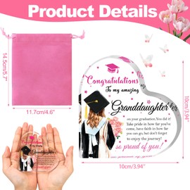 DPKOW Congratulations Graduation Gifts for Her 2025, Leaving School Gifts for Granddaughter, Heart Shaped Acrylic Plaque Class of 2025 Gift Prom Gift Well Done, Graduation Presents for Granddaughter