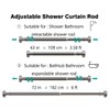 Brushed Nickel Shower Rod with 12 Hooks, Adjustable Length Range