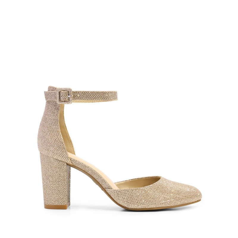 Women's Closed Toe Pumps, Gold Glitter, 37 EU