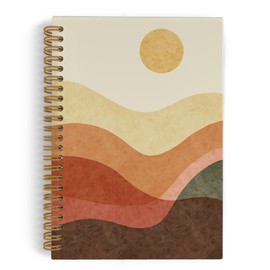 QLMX Abstract Mountain Spiral Notebook, Boho Sun Moon Journal Notebook, Desert Notebook, Modern Mountain Notebooks for School Work, Boho Desert Office Supplies Gifts for Women Men, 5.5x8.3 Inch