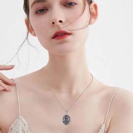 YFN Virgin Mary Necklace Sterling Silver Immaculate Heart of Virgin Mary Pendant Necklace Our Lady of Guadalupe Jewellery for Women Christian Gifts