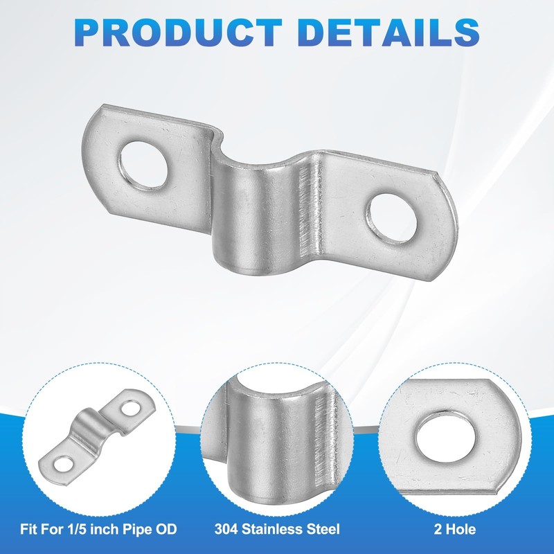 PATIKIL 8mm Rigid Pipe Strap, 12 Pcs 304 Stainless Steel