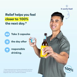 Cheers Relief | Next Morning Aid with Ginger + White Willow Bark | Feel Better After Drinking | 36 Doses | Ginger, White Willow Bark, L-Theanine, Caffeine