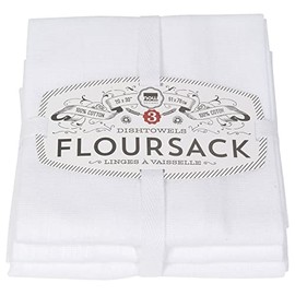 Now Designs Floursack Kitchen Dish Towels, White, 3 Count