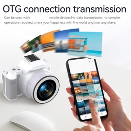 Digital Camera, 16X Optical Zoom, 2K 48MP Vlogging Camera, Rear and Front Cameras for Photography and Video, Autofocus & Anti-Shake, Travel Selfie for YouTube with Flash (D11 White)