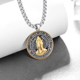 Serenity Prayer Necklace 925 Sterling Silver Praying Hands Necklace Religious Jewelry Serenity Prayer Gifts for Men Women