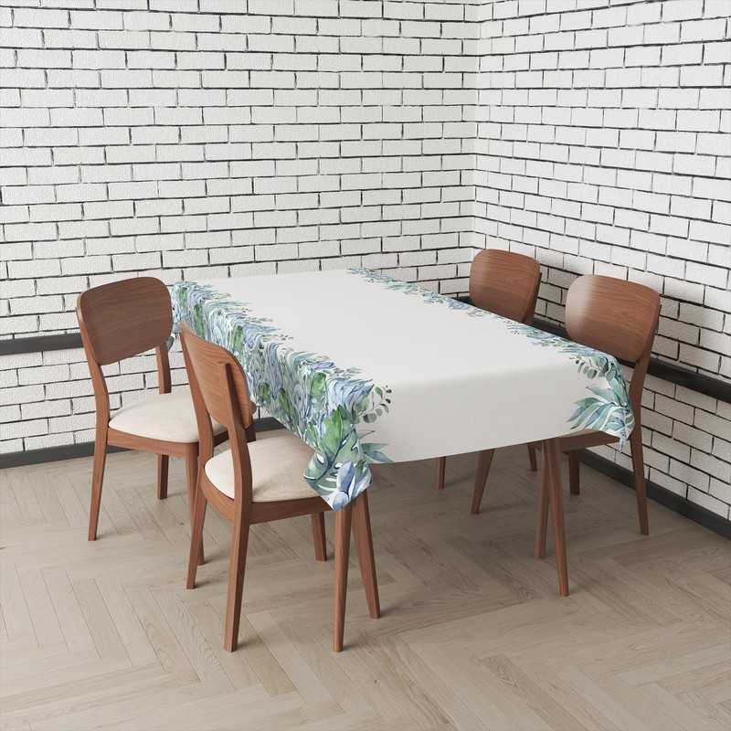 Tablecloth 152 x 213cm Rectangular, Eucalyptus Floral Table Cover for