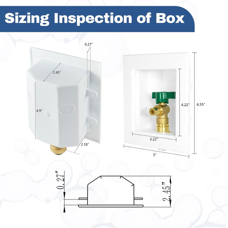 1-PACK GUOFIS Icemaker Outlet Box with 1/2" Push-fit Inlet Connect,