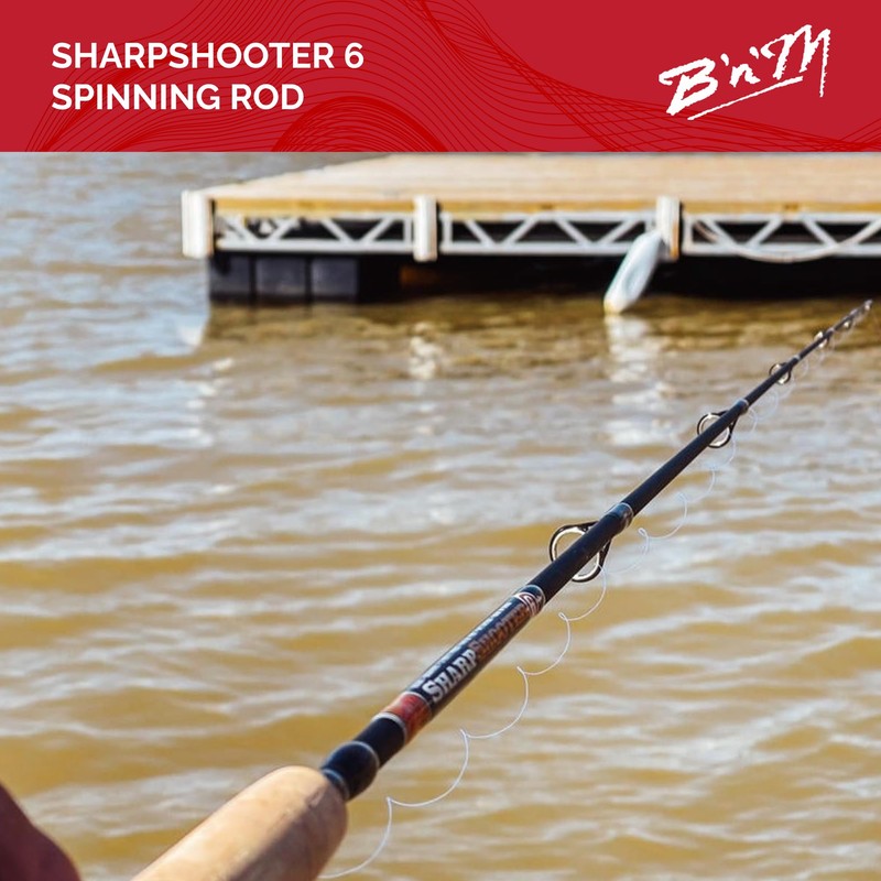 BnM Sharpshooter SIX 1pc Med Action Spinning Rod 6ft, Black