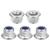 sourcing map M6x1mm Flange Nylon Insert Lock Nuts, 100Pcs 304