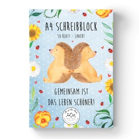 Mr. & Mrs. Panda Notepad, letter pad, A4 writing pad, hedgehog love with saying, colour: white.