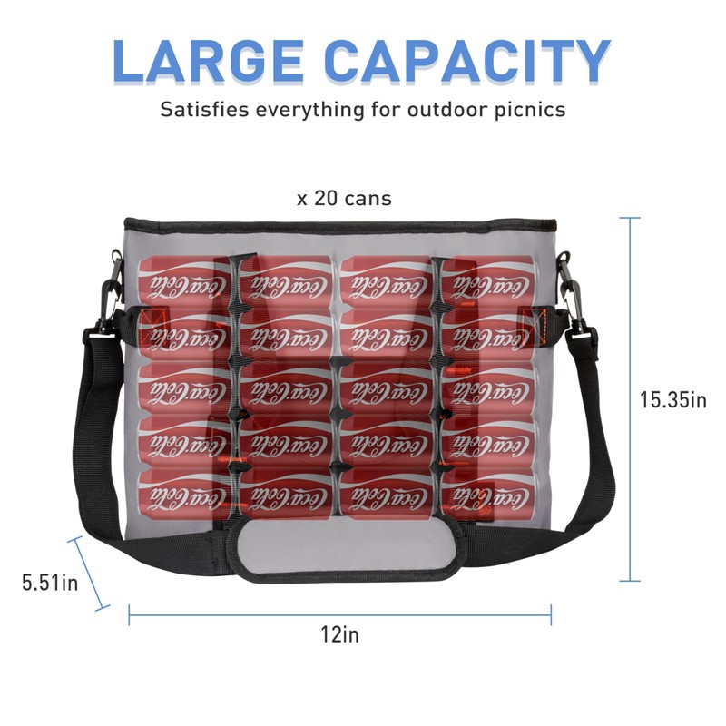 20 Cans Insulated Cooler Bag, Leakproof Collapsible Outdoor Portable Cooler