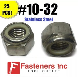 Star (Qty 25) 10-32 Stainless Steel Nylon Insert Lock Hex Nut UNF Nylock