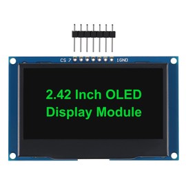 DWEII 2.4" 2.42 inch 128x64 OLED LCD Display Module SSD1309 7 Pin SPI/IIC I2C Serial Interface for Arduino UNO R3 DIY Electronic - Green Light